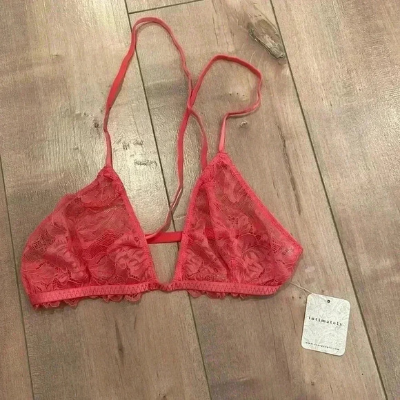 NWT Free People Everyday Lace Triangle Bra Pink Electropop Sz S - Picture 3 of 7